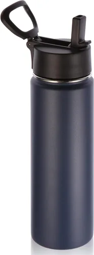 Vista 49 de Volhoply Botellas de agua aisladas de 22 onzas con tapa con popote, botella deportiva de acero inoxidable con asa, vasos de agua de viaje de metal