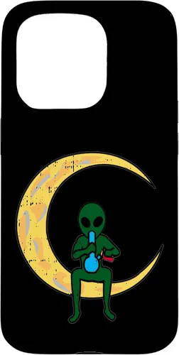 Vista 14 de iPhone 16 Alien Smoking Bong High Moon Cool Weed CBD Cannabis Gift Case