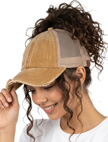 Vista 51 de Funky Junque - Sombrero de cola de caballo para mujer, gorra de béisbol con ajuste ajustable y cola de caballo alta cruzada para uso diario Paquete
