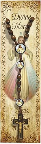Vista 4 de Rosario de la Divina Misericordia – con tarjetas de oración de la Divina Misericordia, tarjeta de oración del Señor Rosario de la Divina