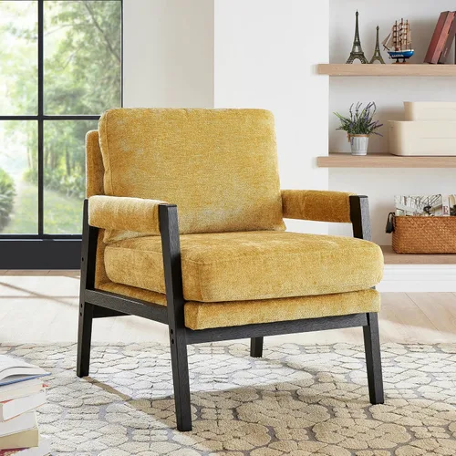 Vista 10 de Roundhill Furniture Kelly Mid-Century - Sillón tapizado de chenilla, color azul
