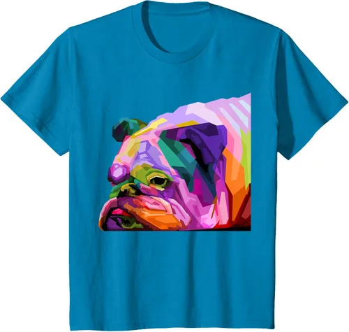 Vista 91 de Camiseta de retrato pop artístico de bulldog británico inglés para dueños de perros, Negro, S