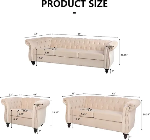 Vista 2 de AVZEAR Silla de Acento para Sala de Estar, Silla de Sofá Tapizada Silla de Sofá Individual con Respaldo Acolchado, Silla de Sofá Chesterfield