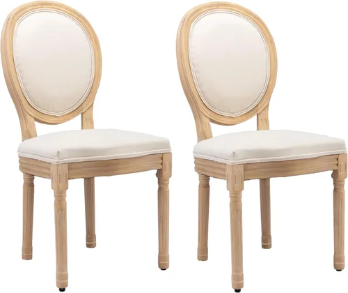 Vista 30 de LKTART Juego de 2 sillas de comedor francesas de piel sintética con botón y cabezal de clavos para sala de estar, cocina, sillas laterales ovaladas