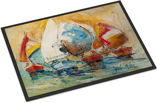 Vista 198 de Caroline's Treasures JMK1017JMAT - Tapete de caza de rana garza azul, 24 x 36 pulgadas, tapete para puerta delantera, interior y exterior