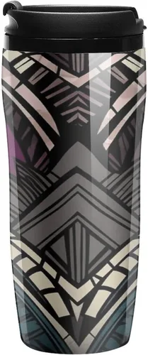 Vista 9 de Art Deco Geometric Pattern Coffee Cup Hot Coffee Travel Mug Reusable Iced Coffee Cups Double Heat Insulation Coffee Mug with Leak-Proof Lid Stylish