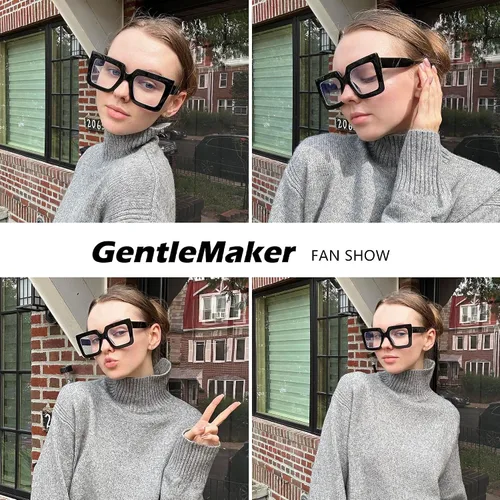 Vista 2 de Gafas de luz azul de gran tamaño para mujer, marco cuadrado grueso, elegantes gafas sin receta