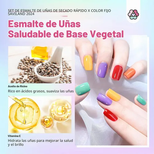 Vista 6 de SAVILAND Juego de esmaltes de uñas de secado rápido: 14 piezas de esmalte de uñas de verano neón de secado rápido, esmalte de uñas rosa intenso rojo