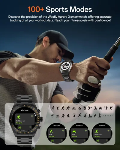 Vista 7 de Aurora 2 - Reloj inteligente para hombre, responder/hacer llamadas, pantalla AMOLED HD de 1.32 pulgadas, reloj inteligente de 350 mAh, monitor