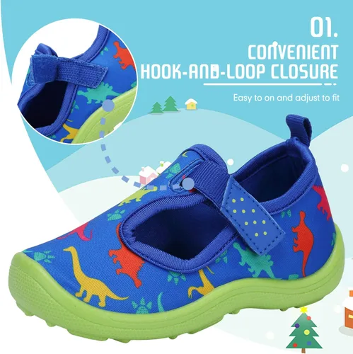 Vista 4 de FANTURE Zapatos de agua para niños y niñas, lindas sandalias acuáticas, playa, piscina, parque acuático, tenis acuáticos, para niños pequeños