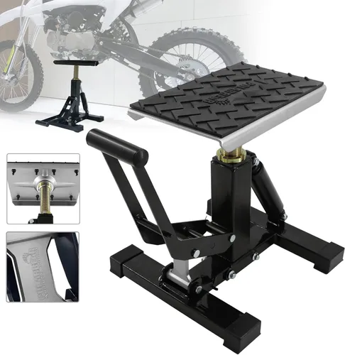 Vista 10 de POLARBEAR Soporte para Moto de Cross Ajustable Soporte de Gato Capacidad de 1200 Libras Soporte de Motor Elevación Vertical Fácil de Operar con Negro