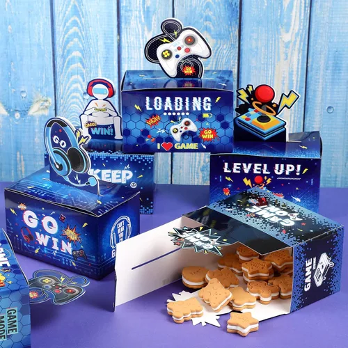 Vista 7 de Seajan 36 cajas de regalo de fiesta de videojuegos, cajas de regalo temáticas de juegos, paquete de cartón para videojuegos, decoración de mesa