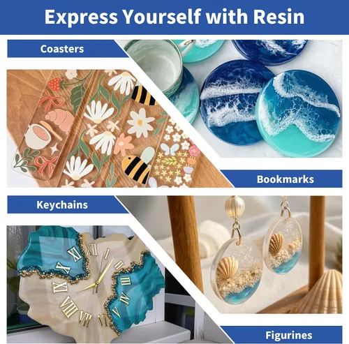Vista 6 de Kit de Resina Epoxi de 1 Galón (0.5 Gal×2), Resina de Arte Cristalina Transparente, Fuerte Anti-Amarilleamiento Sin Burbujas 1:1 Fundición