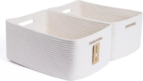 Vista 20 de MiniArk Cestas grandes de almacenamiento para estantes, organizadores de armario, para ropa, manta, toallas, guardería, caja de juguetes, cestas
