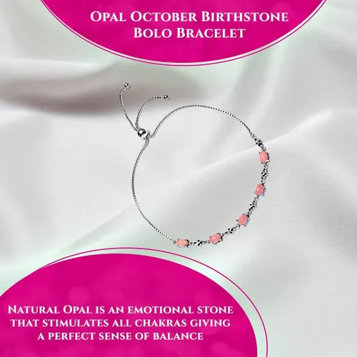 Vista 3 de Shop LC - Pulsera bolo con piedra natal para mujer, joyería de boda para novia, cadena deslizante ajustable, compromiso, aniversario, boda, promesa