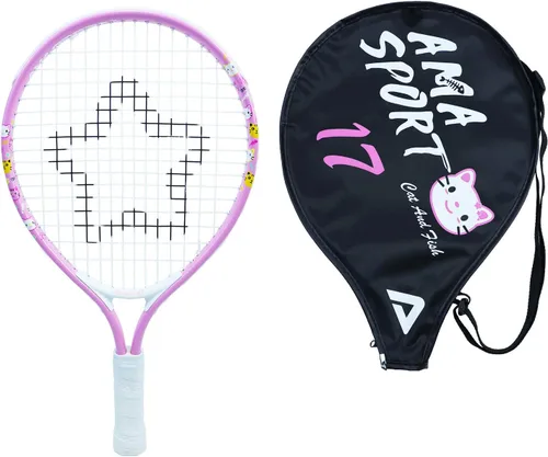 Vista 11 de AMA SPORT Raqueta de tenis para niños pequeños, kit de iniciación de raqueta de tenis de 17 a 25 pulgadas para niñas y niños con bolsa de nailon