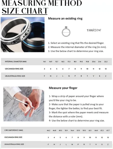 Vista 6 de FAXHION - Anillos de acero inoxidable para la ansiedad para hombres, mujeres, niños y niñas, juego de anillos para la ansiedad negros y plateados