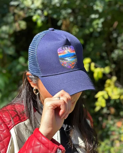 Vista 2 de Amarillo Texas Typographic Design Unisex Mesh Back Trucker Hat with Adjustable Snapback