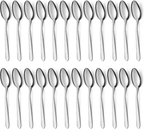 Vista 9 de BEWOS Juego de 24 cucharas – Cucharas de 7.5 pulgadas, cuchara de acero inoxidable, cuchara de cena, apta para lavavajillas, cucharadas pulidas