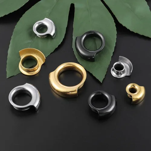 Vista 7 de LADEMAYH 2 tapones para silla de montar de meteorito geniales para mujeres y hombres, aretes expansores de acero inoxidable 316L