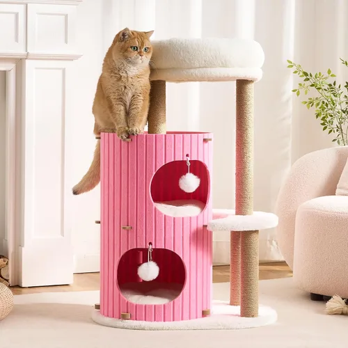 Vista 9 de Árbol Moderno para Gatos de Interior Grande para Adultos, Torre de Árbol para Gatos de 36 Pulgadas de Altura con Postes Rascadores, Cálido Refugio