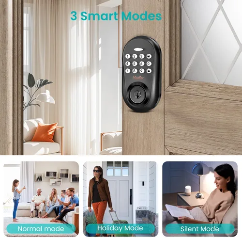 Vista 6 de Cerradura de puerta de entrada sin llave, cerradura inteligente con teclado para puerta delantera, código de teclado electrónico con bloqueo