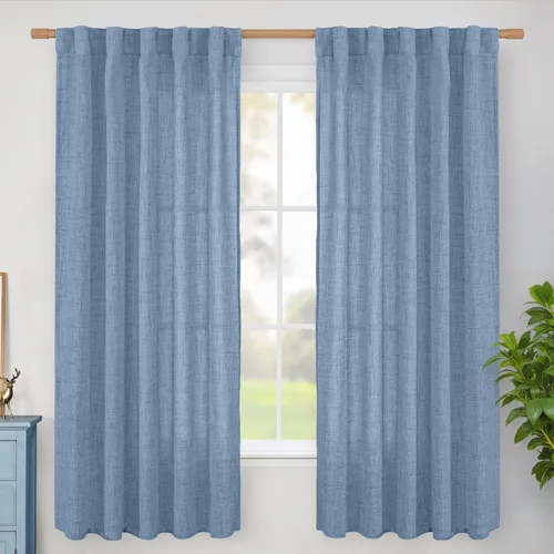 Vista 29 de BGment Cortinas cortas de lino marfil de 36 pulgadas de largo para ventanas de cocina, pequeñas cortinas texturizadas rústicas para café sobre