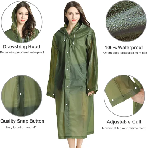 Vista 4 de Ponchos de lluvia impermeables para adultos, mujeres y hombres, paquete de 2 chaquetas de lluvia reutilizables con capucha para la familia, Disney
