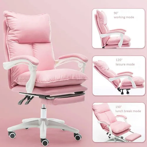 Vista 2 de Silla de oficina ejecutiva con cojines de espuma viscoelástica, brazos sólidos y base, silla de computadora cómoda y sedentaria para el hogar