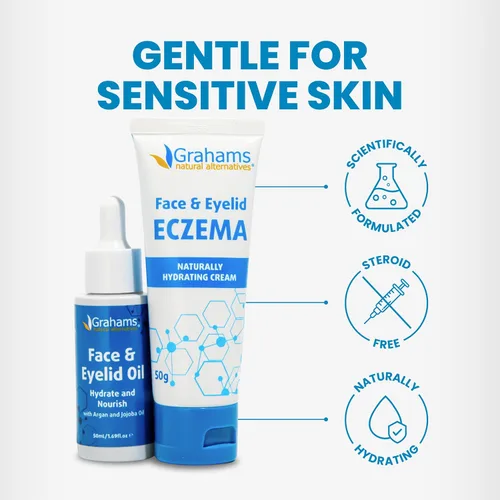 Vista 5 de Grahams Natural Kit de alivio del eccema facial y de párpados, tratamiento para piel seca, eczema, dermatitis pereriana y seborreica Alivio