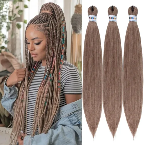 Vista 168 de Cabello trenzado para niños preestirado de 16 pulgadas, color negro para niños, trenzas sin nudos