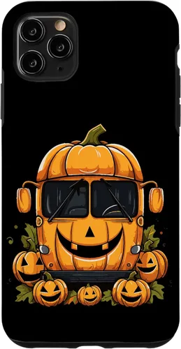 Vista 13 de iPhone 16 School Bus Pumpkin Halloween Driver Pumpkins Ride Spooky Fun Case