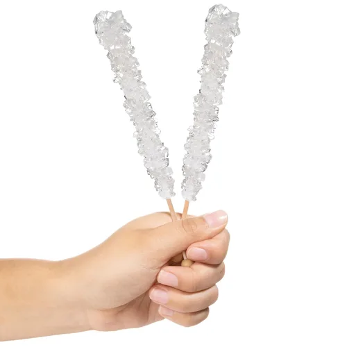 Vista 3 de White Rock Candy - Palitos de azúcar con sabor a azúcar original, 12 recuerdos de fiesta de dulces blancos envueltos individualmente