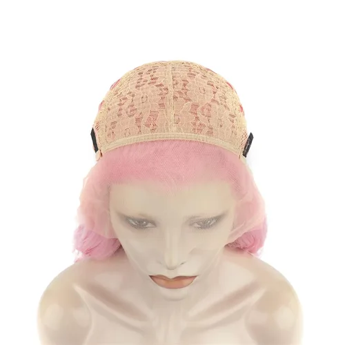 Vista 5 de IMSTYLE Peluca sintética larga y ondulada con encaje frontal rosa para mujer, línea capilar natural, para fiesta de cosplay, Halloween, resistente