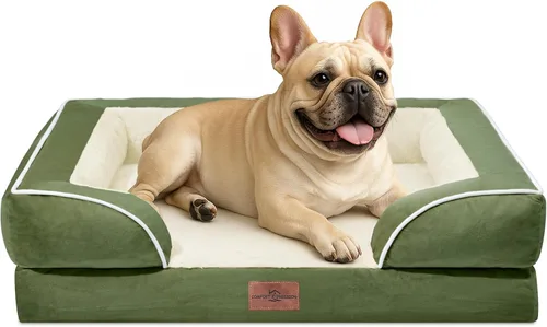 Vista 220 de Comfort Expression - Cama ortopédica para perros medianos, 28 x 19 pulgadas, cama impermeable y de apoyo de espuma con cojines removibles, sofá