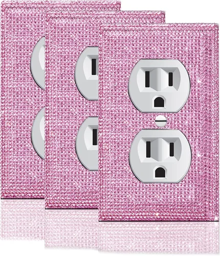 Vista 6 de 1 PC Placa de Pared de Diamantes de Imitación Plateados Brillantes Cubierta de Interruptor de Luz Cubiertas de Interruptor Placas de Pared Diamantes