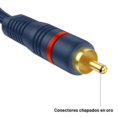 Vista 6 de Divisor RCA 1 hembra a 2 macho, paquete de 2 unidades, RCA Y Splitter Audio Cable Split Adaptador Azul Oscuro - 8 pulgadas