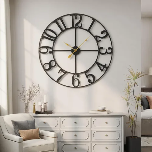 Vista 51 de Cuspin Reloj de pared de 24 pulgadas con engranajes, reloj de metal