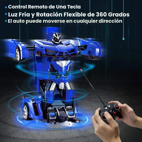 Vista 2 de Coche de control remoto - Juguetes de robot transformables para niños adolescentes, coche RC recargable con luces, coche RC 2.4Ghz 1:18 recargable