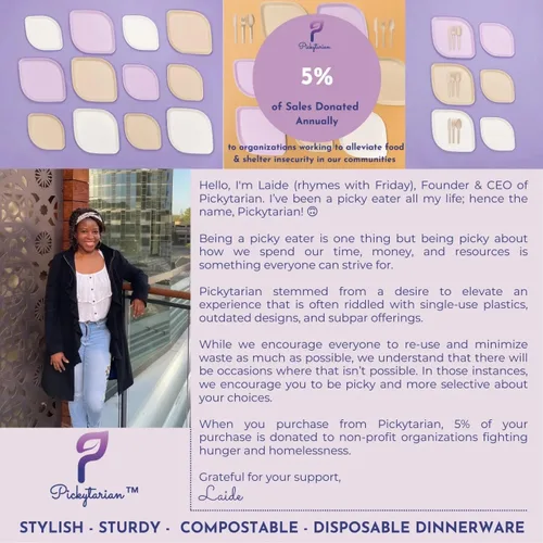 Vista 3 de Platos desechables de bambú marrón – Platos compostables de aperitivo de 8 pulgadas – Platos de postre de ensalada biodegradables resistentes