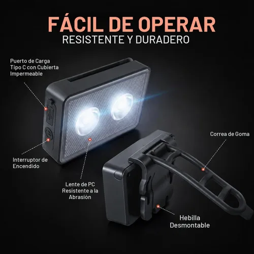Vista 9 de Bike Lights for Night Riding, USB Rechargeable, Front and Back, 3+4 Modes, Headlight and Taillight Set, IP44 Waterproof, Accessories, Night, (2 Pack)
