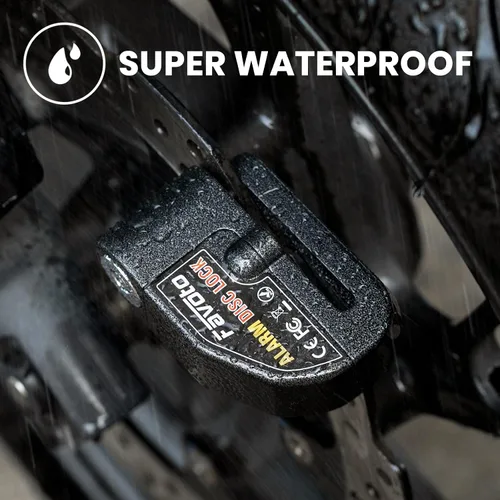 Vista 3 de Favoto Bloqueo de disco de alarma, 3 llaves y 18 baterías (5 años de disponibilidad), candado de freno de seguridad antirrobo impermeable de 110 dB