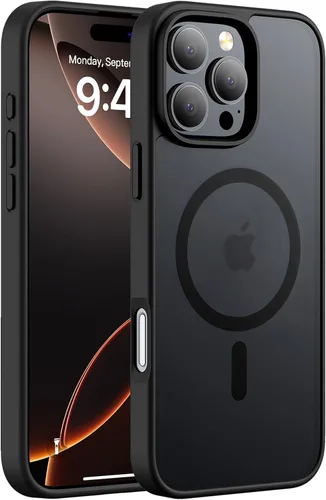 Vista 18 de Hualele - Funda magnética para iPhone 13 Pro, compatible con MagSafe, grado militar, a prueba de caídas, translúcida mate, parte trasera dura, borde