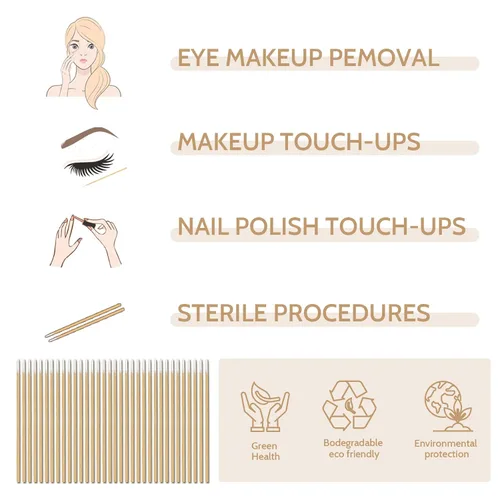 Vista 4 de 200 hisopos de algodón puntiagudos, hisopos de algodón microblading de precisión de 4 pulgadas, micro palos para suministros de uñas, maquillaje