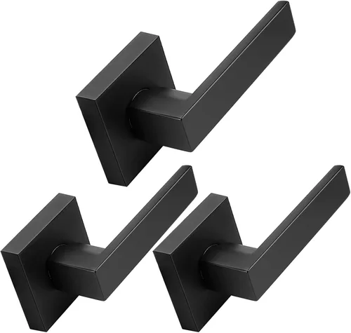 Vista 4 de Probrico Palancas Medias Ficticias Negro Mate, Pomos de Puerta Cuadrados que No Giran para Puertas de Mano Izquierda o Derecha, Manija de Puerta