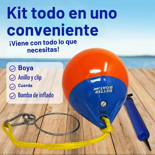 Vista 3 de Boya de anclaje y anillo de recuperación de vinilo para barco, boya de amarre redondo, parachoques o marcador y bola flotante de anclaje para línea