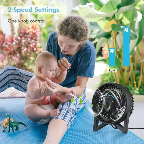 Vista 3 de DR.PREPARE Ventilador de escritorio, ventilador de mesa potente de 20 cm, ventilador pequeño y silencioso de mesita de noche con 2 velocidades