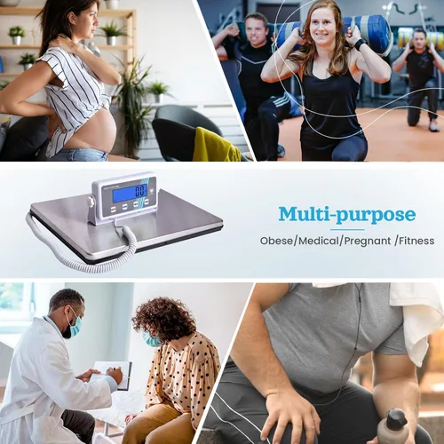 Vista 5 de Báscula de peso corporal extra ancha para uso médico, doméstico y de lucha libre, 440 libras Accurate Weigh-Ins, Easy-Read LCD Display, Hold &
