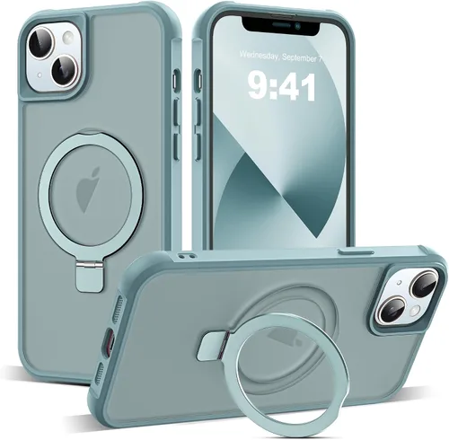 Vista 172 de SKYLMW - Funda compatible con iPhone 11 de 6.1 pulgadas, con soporte magnético invisible tipo anillo, funda translúcida de grado militar, compatible