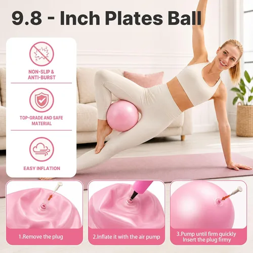 Vista 5 de Kit de pilates para entrenamientos en casa - Juego de equipo de pilates de Conjunto de Pilates Rosa